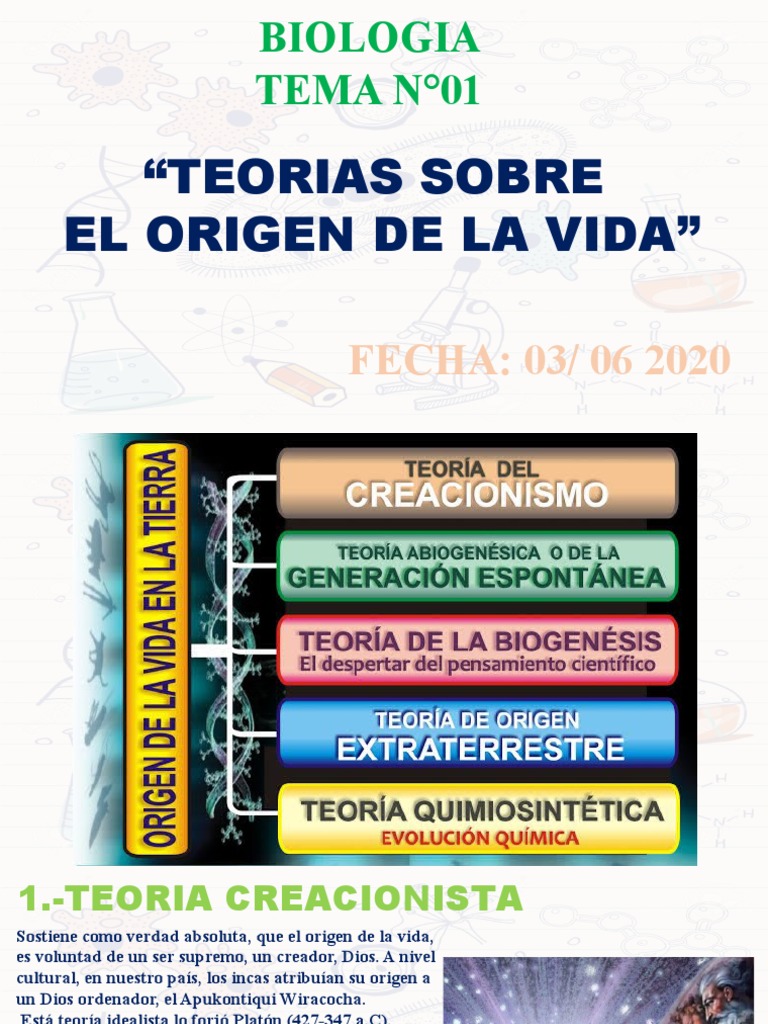 Biologia Teorias Del Origen de La Vida | PDF | Naturaleza | Biología