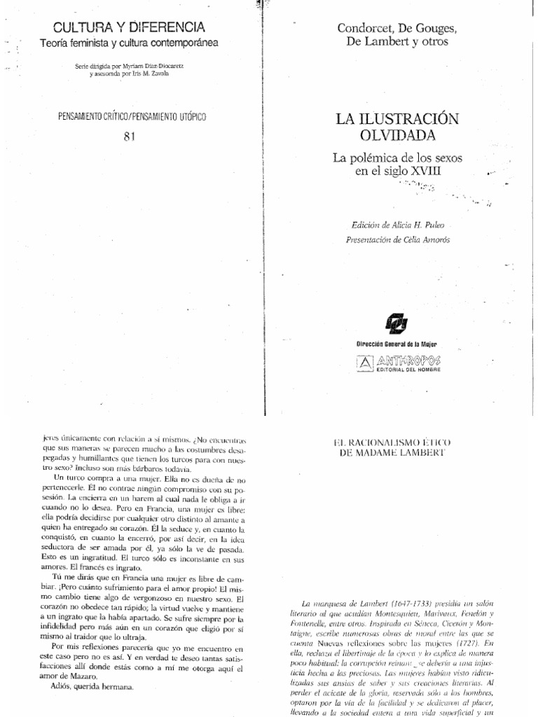 VV. AA. La Ilustración olvidada. La polémica de los sexos