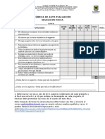 Rubrica DE AUTOEVALUACION EDUCACION FISI