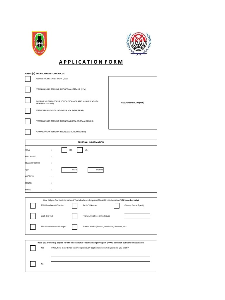 Youth Exchange Program Application Form | PDF | Mass Media | Communication