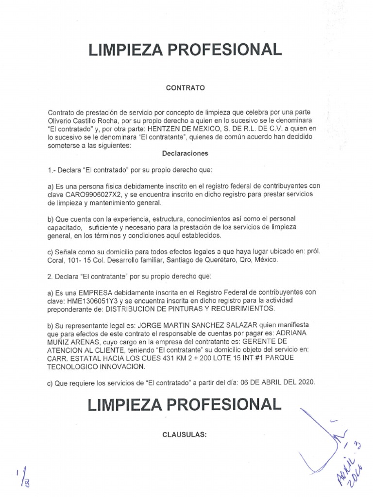 Contrato de Limpieza Firmado PDF