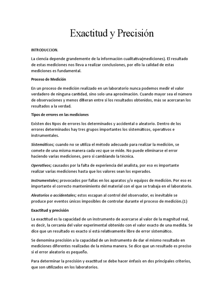 Exactitud y Precisión en Laboratorio | PDF | Exactitud y precisión ...