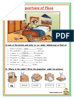 Prepositions of Place: 1) Look at The Picture and Write: In, On, Under, Behind, Near, in Front of