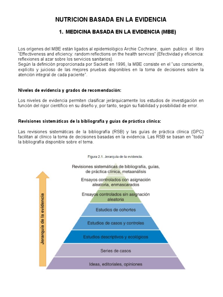 Niveles de Evidencia en Nutrición Basada en MBE | PDF