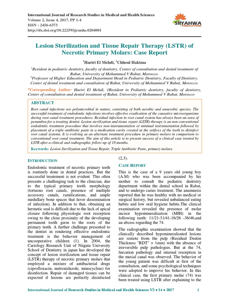Lesion Sterilization and Tissue Repair Therapy (LSTR) of Necrotic ...