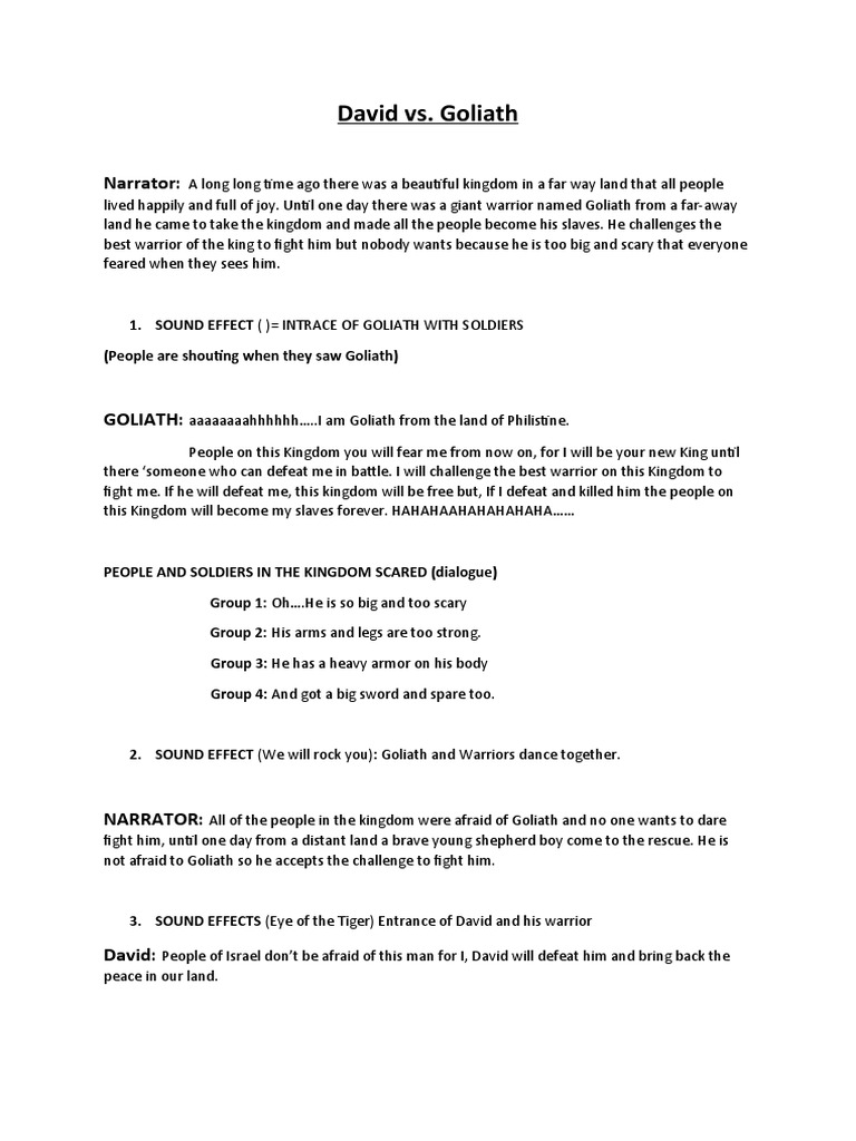 David vs. Goliath Skit PDF Goliath David