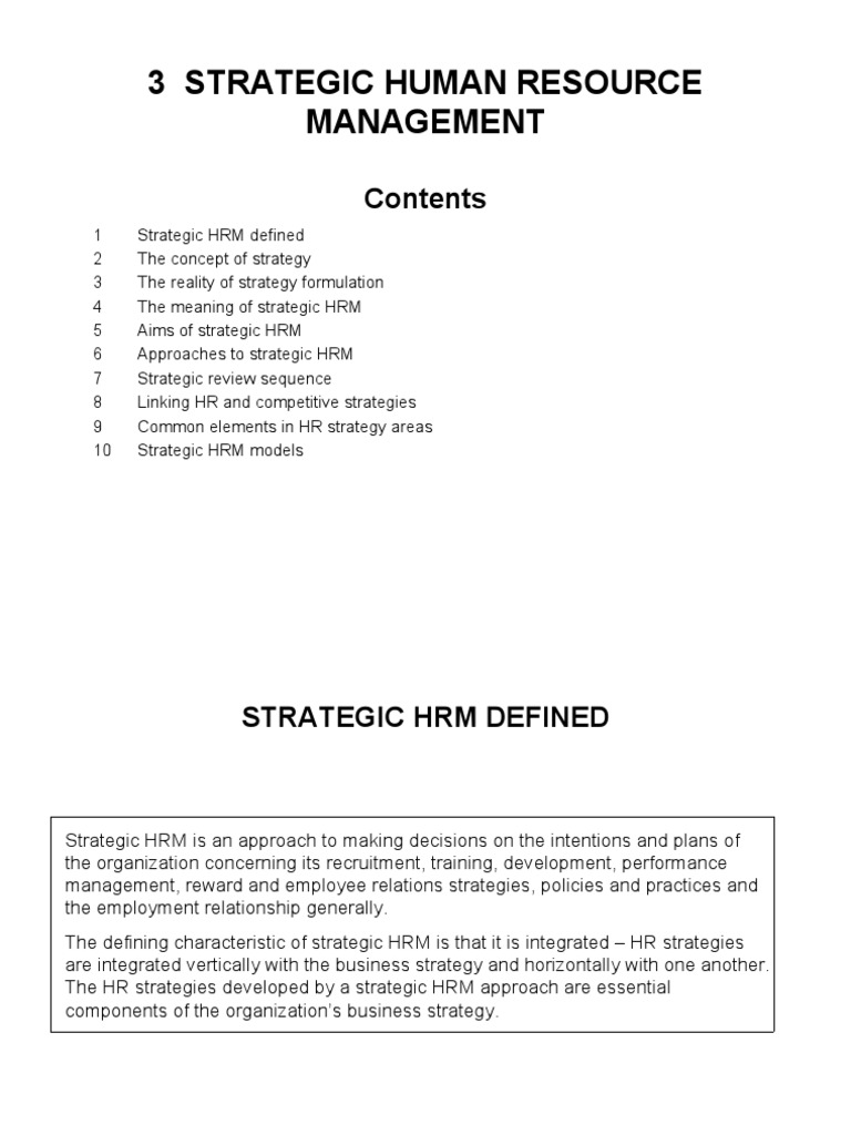 HHRMP 03 Strategic HRM | PDF | Nature | Strategic Management