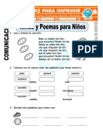 Ficha de Rimas y Poemas para Niños Segundo de Primaria