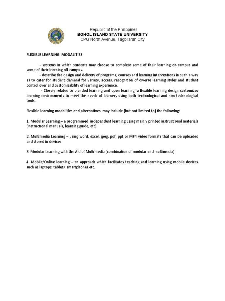 Sample Flexible Learning Modalities 1 | PDF