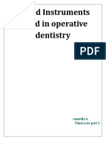 Hand Instruments Used in Operative Dentistry: Anurtha K Final Year Part 2