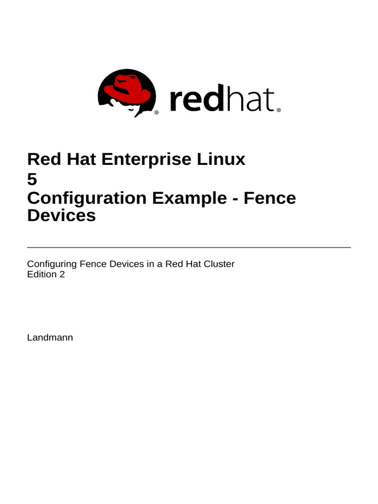 Red Hat Enterprise Linux 5 Configuration Example - Fence Devices | PDF ...