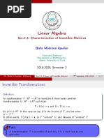 Linear Algebra: Sec.2.3: Characterization of Invertible Matrices