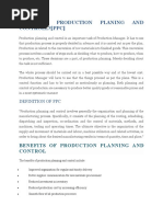 What Is Production Planing and Controll