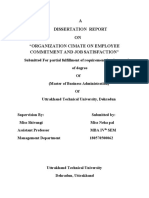 A Dissertation Report ON "Organization Cimate On Employee Commitment and Job Satisfaction"