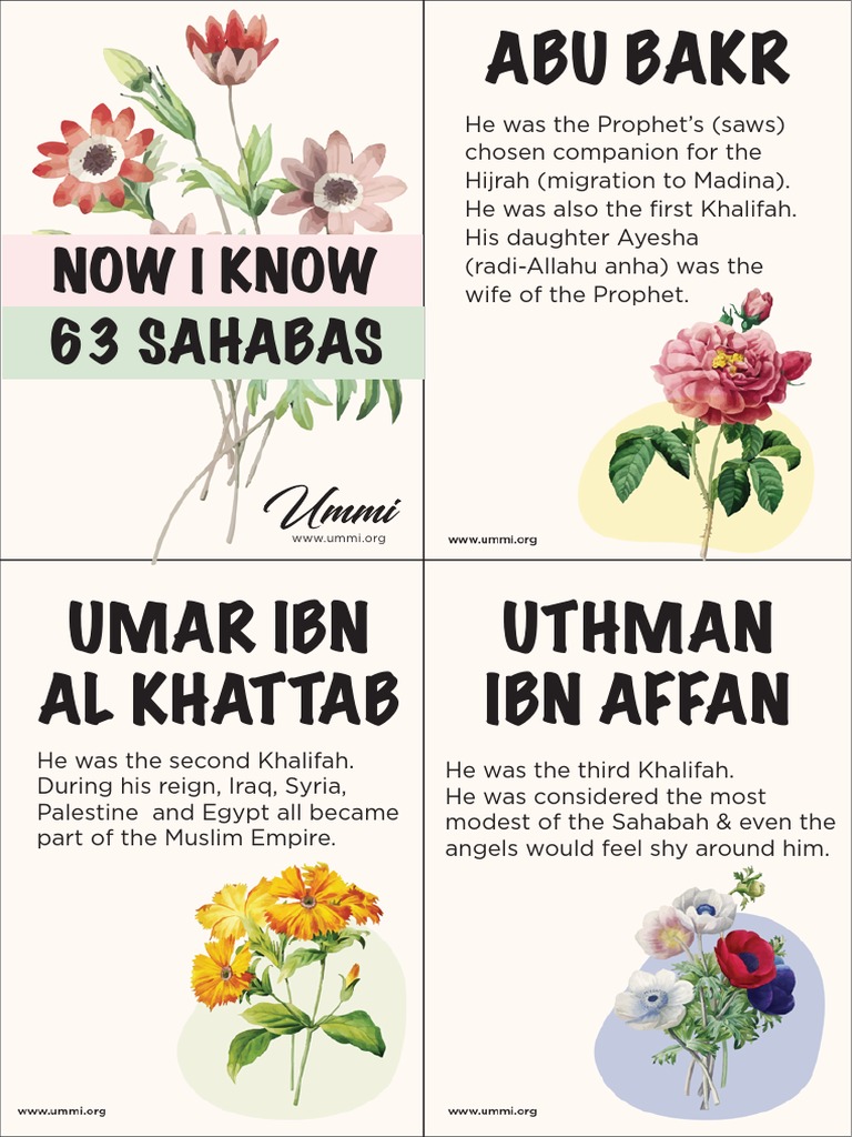 Notable Sahabah of Prophet Muhammad | PDF | Muhammad | Caliphate, image size:768x1024