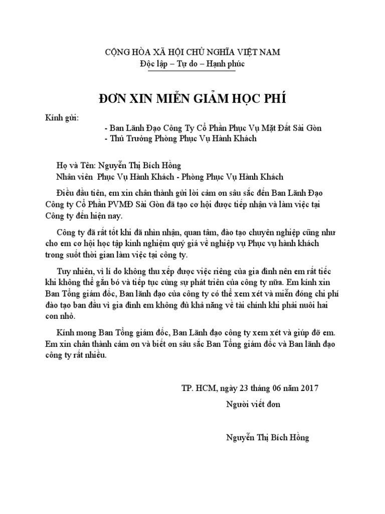 Don xin mien giam hoc phi