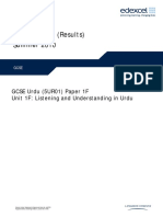 Mark Scheme (Results) Summer 2010: GCSE Urdu (5UR01) Paper 1F Unit 1F: Listening and Understanding in Urdu