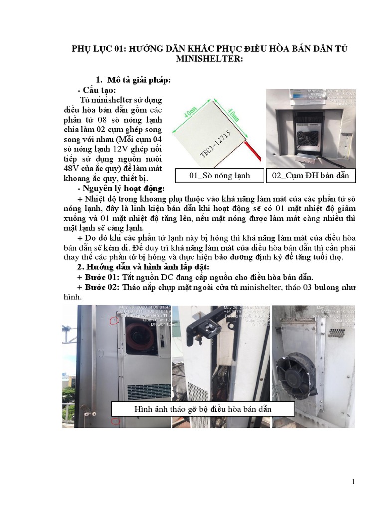 Phu Luc 01 - Huong Dan Khac Phuc Dieu Hoa Ban Dan Minishelter - V3 | PDF