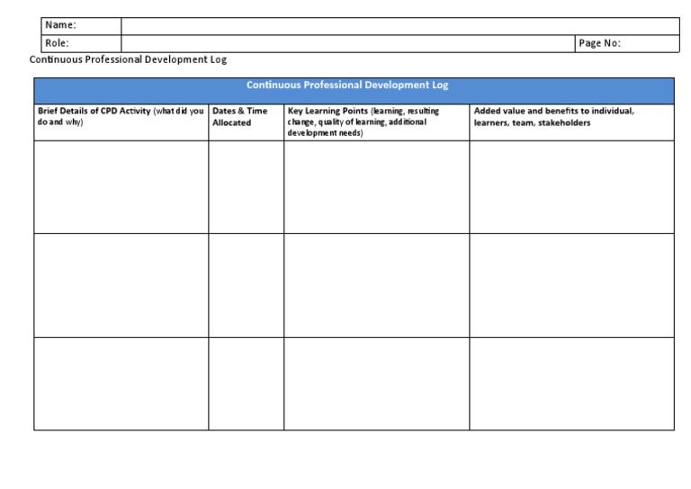 Continuous Professional Development Log Template | PDF