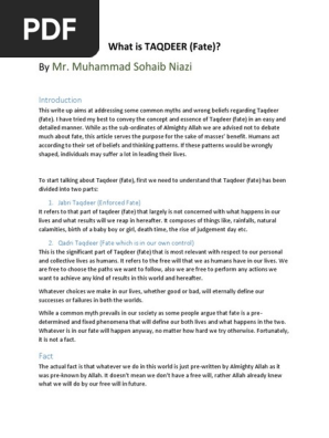 What Is Taqdeer Free Will Religious Belief And Doctrine