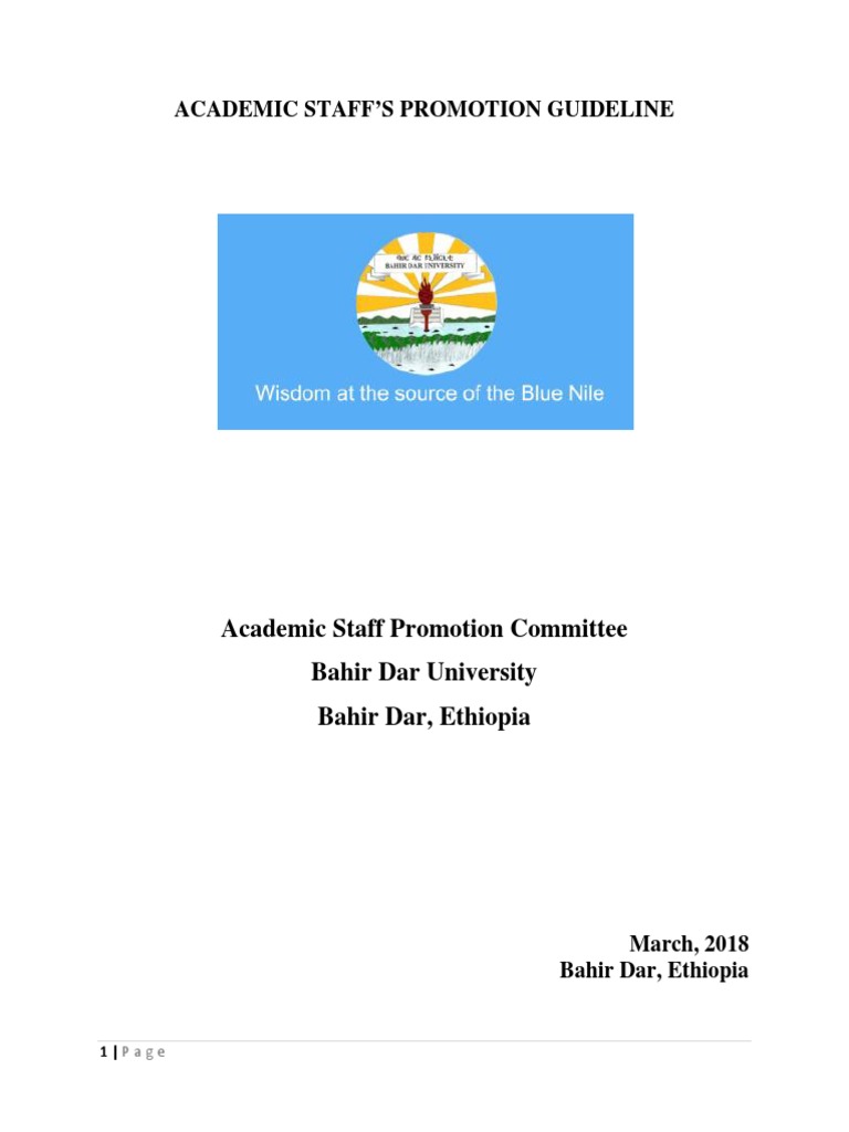 Bahir Dar University Promotion Guidelines | PDF | Doctorate | Academic ...