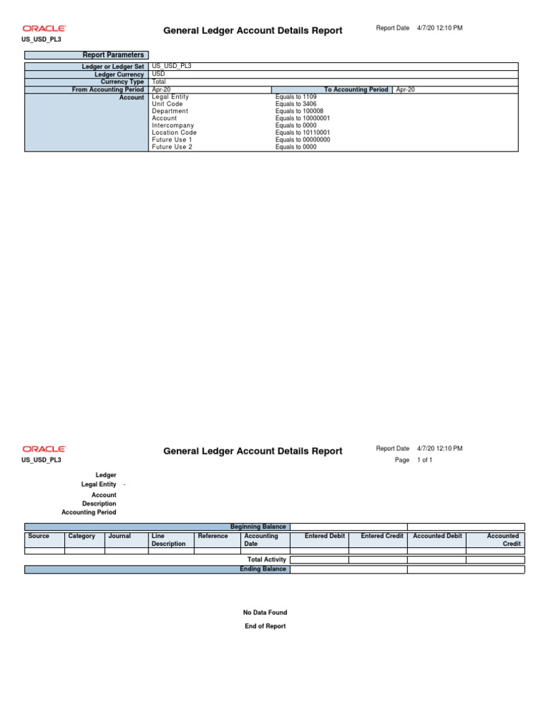 GeneralLedger - General Ledger Report | PDF