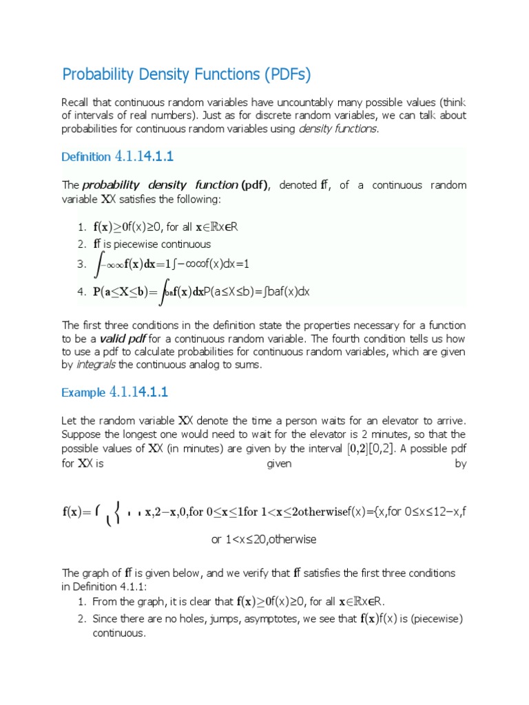 Probability Density Functions | PDF | Random Variable | Probability ...
