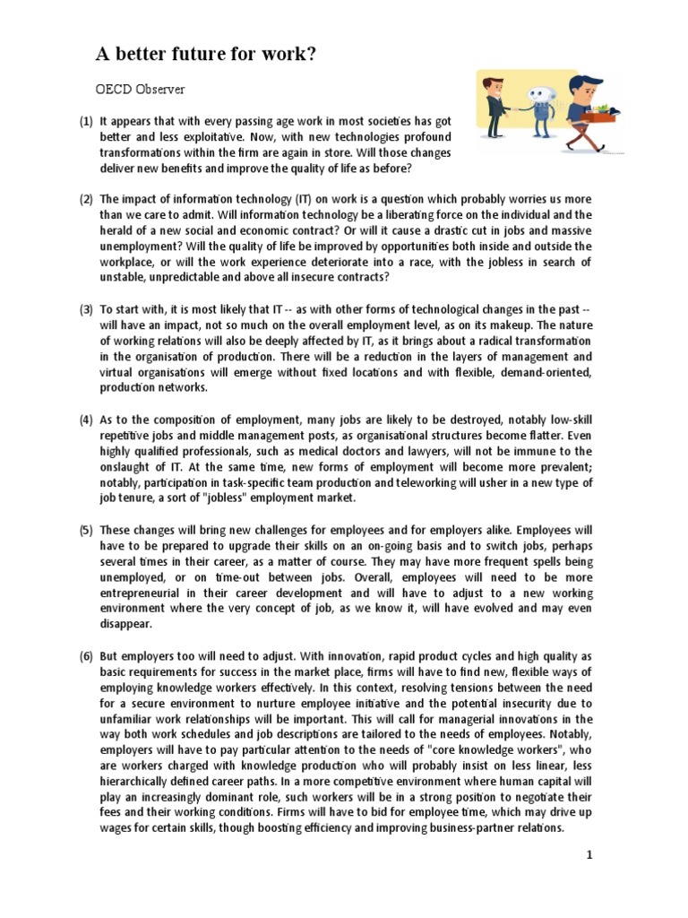 Reading Text A Better Future For Jobs (III - Comunicacional 2020-01 ...