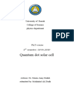 Quantum Dot Solar Cell: PH.D Course 2 Semester / 2019-2020