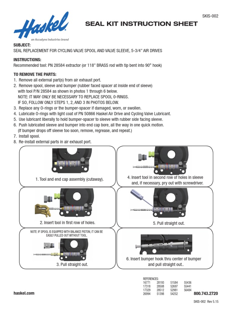Seal Kit Haskel Pump PDF Tools Internal Combustion Engine