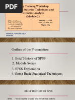 1-Day Training Workshop On Basic Statistics Techniques and Predictive Analysis (Module 2)