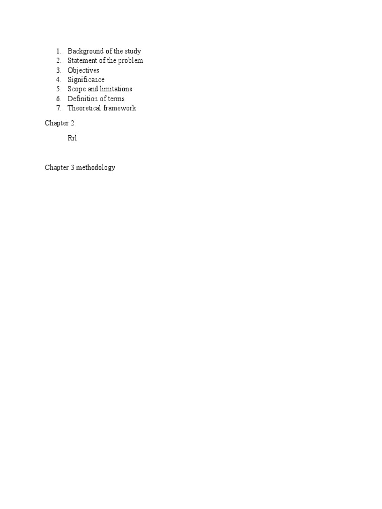 Background of The Study 2. Statement of The Problem 3. Objectives 4 ...