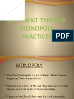 Diffenent Types of Monopoly Practices