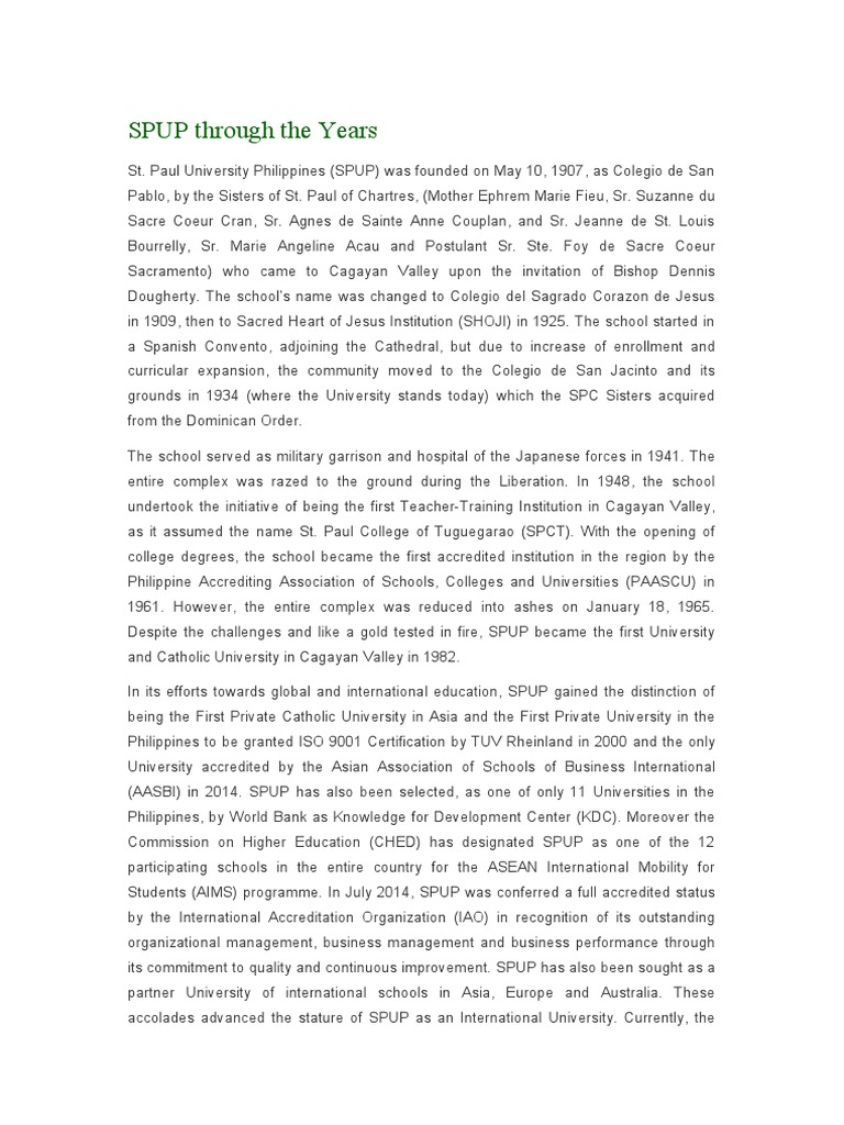 SPUP Through The Years | PDF | Religious Education | Religion And Belief