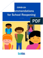 COVID19 Recommendations For School Reopening