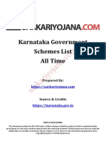 Karnataka Schemes List PDF