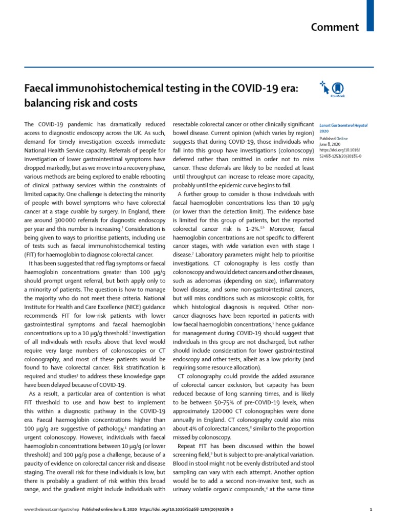 Comment Lancet Gastroenterol Hepatol PDF Colorectal Cancer Colonoscopy