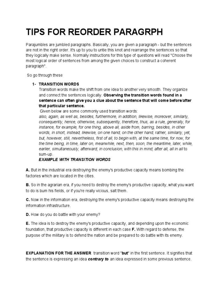Tips For Reorder Paragrph | PDF | Noun | Heliocentrism