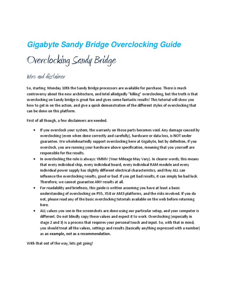 SANDY BRIDGE E OVERCLOCKING GUIDE intelligence overview