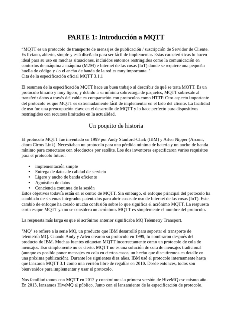 Introducción y Esenciales de MQTT | PDF | Calidad de servicio ...