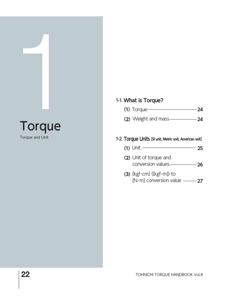 Tohnichi Torque Handbook PDF Weight Screw