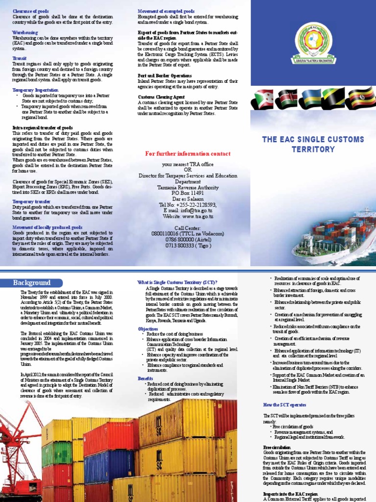 Single Customs Territory Brochure PDF Customs Policy