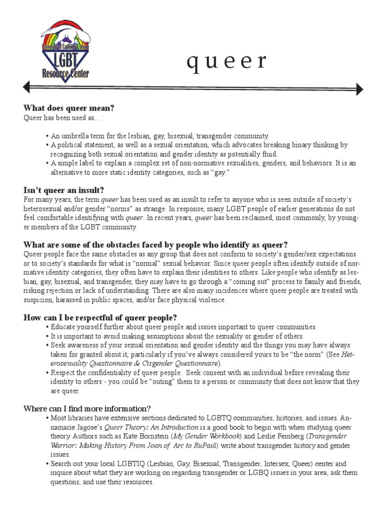 Queer What Does Queer Mean? PDF Lgbt LGBTQIA+ Studies