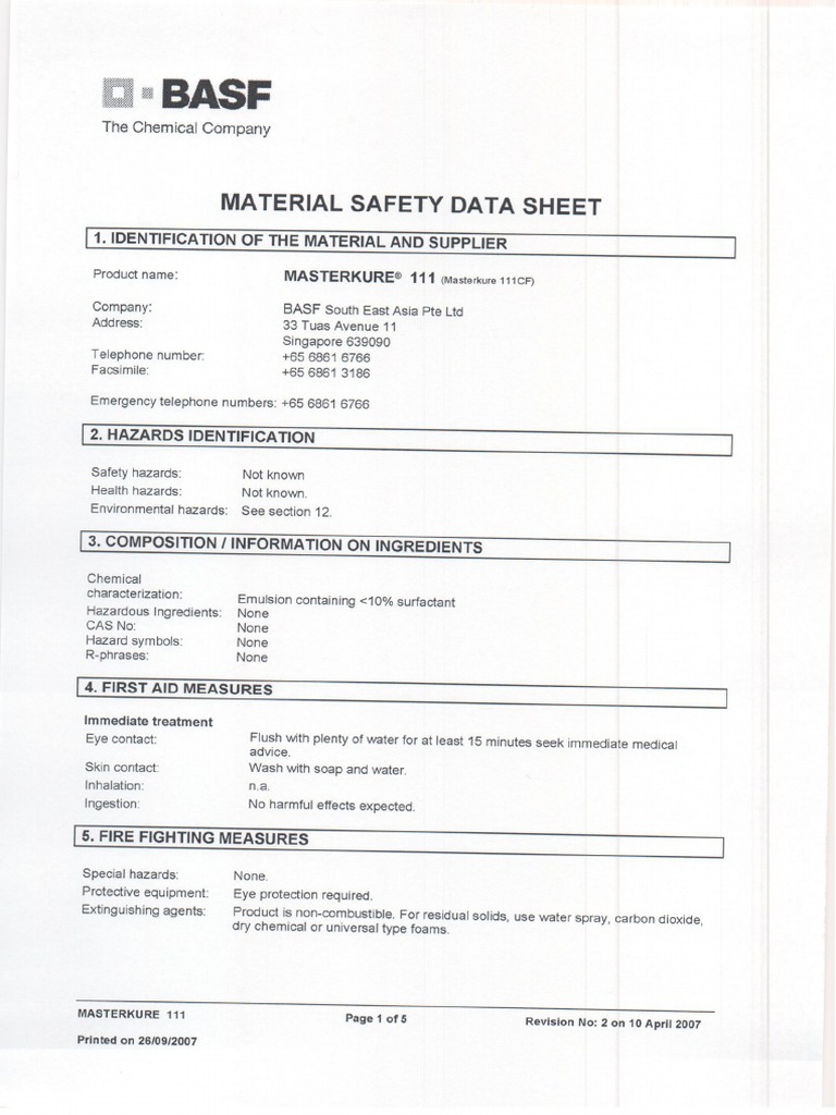MSDS Curing Compound PDF PDF