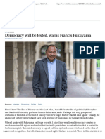 Democracy Will Be Tested Warns Francis Fukuyama