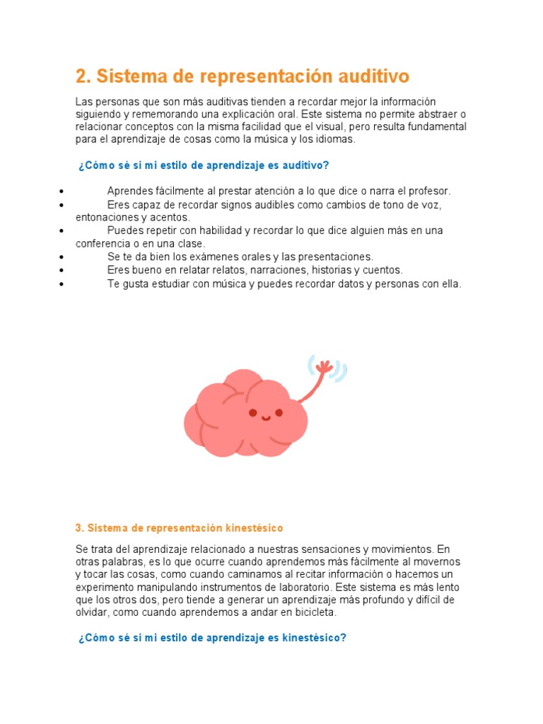 Estilos de Aprendizaje: Auditivo y Kinestésico | PDF | Neuropsicología ...