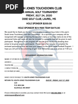 Golf Tournament 2020 Flyer