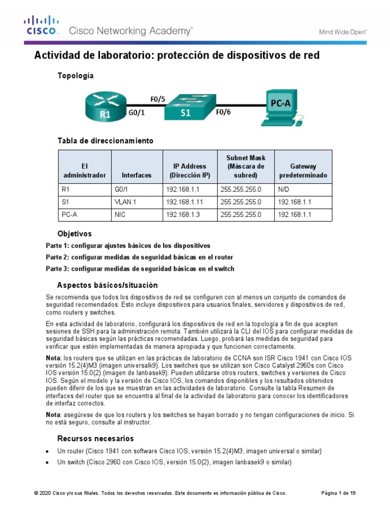 11.2.4.8 Lab - Securing Network Devices | PDF | Contraseña | Enrutador ...