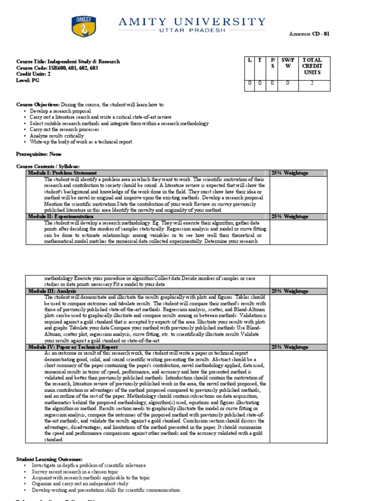 Independent Study & Research Course Guide | PDF | Regression Analysis ...