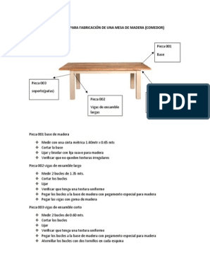 Mesa de Madera (Diagrama de Operaciones - Hoja de Ruta) | PDF | Paleta |  Tornillo